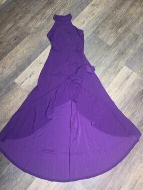 Mushare Dress Womens Small Purple Halter Sleeveless High Low Ruffle NWT